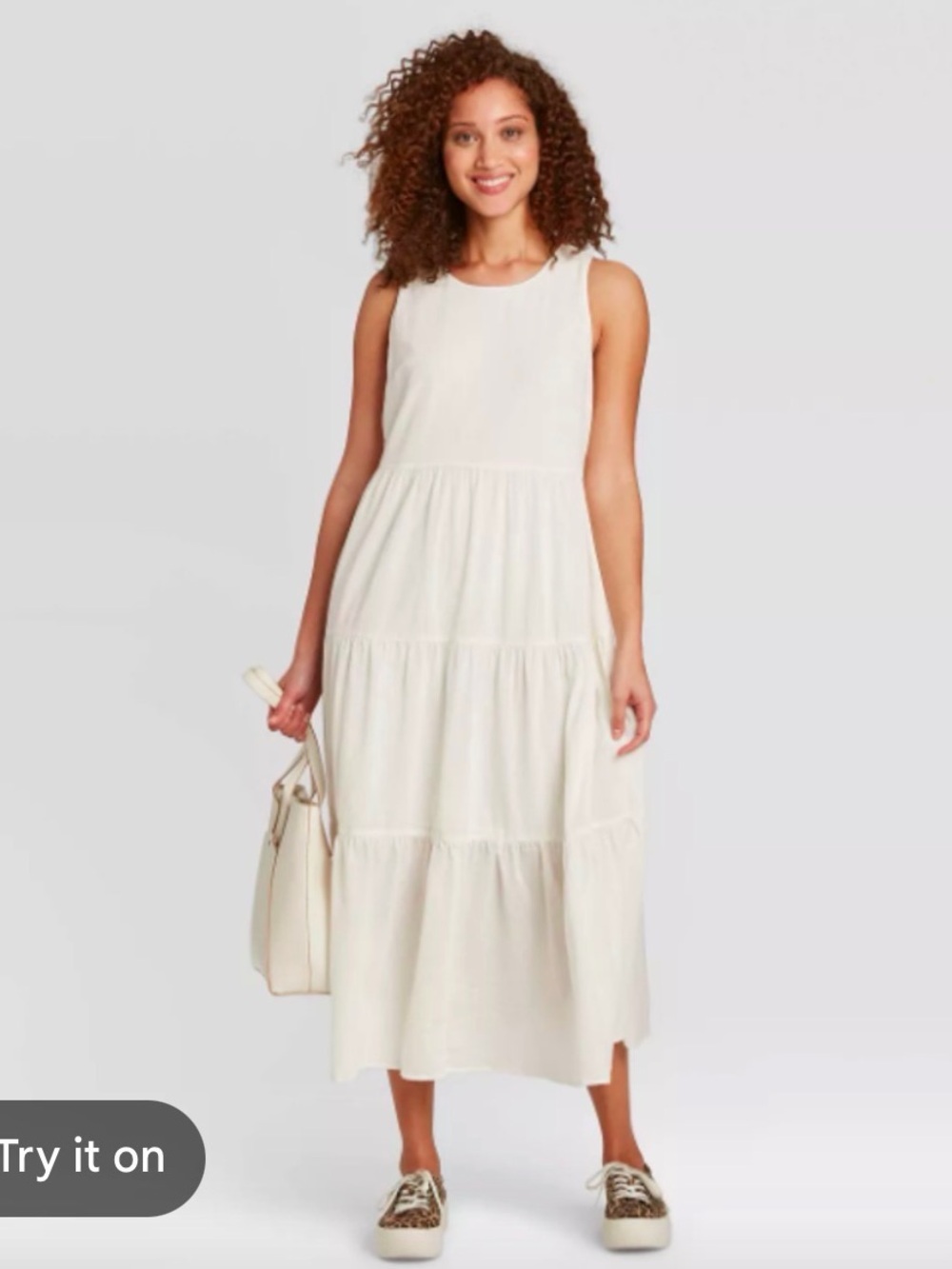 Old Navy SZ XL Cream Tiered Sleeveless Midi Dress